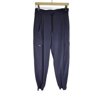 Athleta Venture Pant Women 4 Navy Blue Excellent Cargo Jogger Hiking Travel